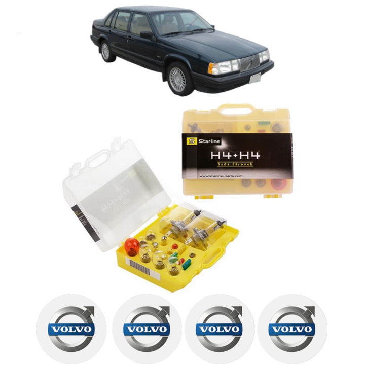 Set complet de becuri auto H4 + siguranțe - compatibil VOLVO 940 II (1994-1998), 12V, galben