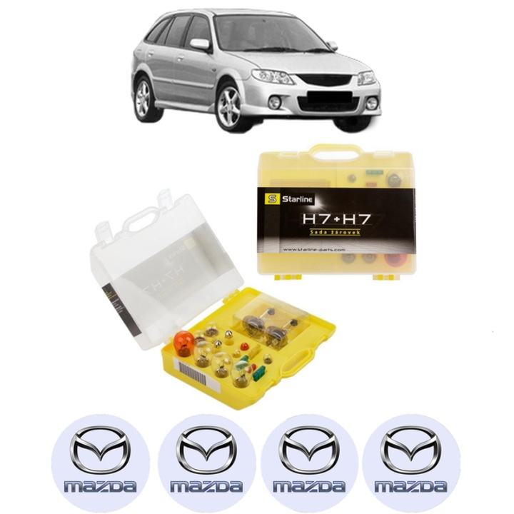 Set complet becuri auto H7 + siguranțe, galben, 2 bucăți