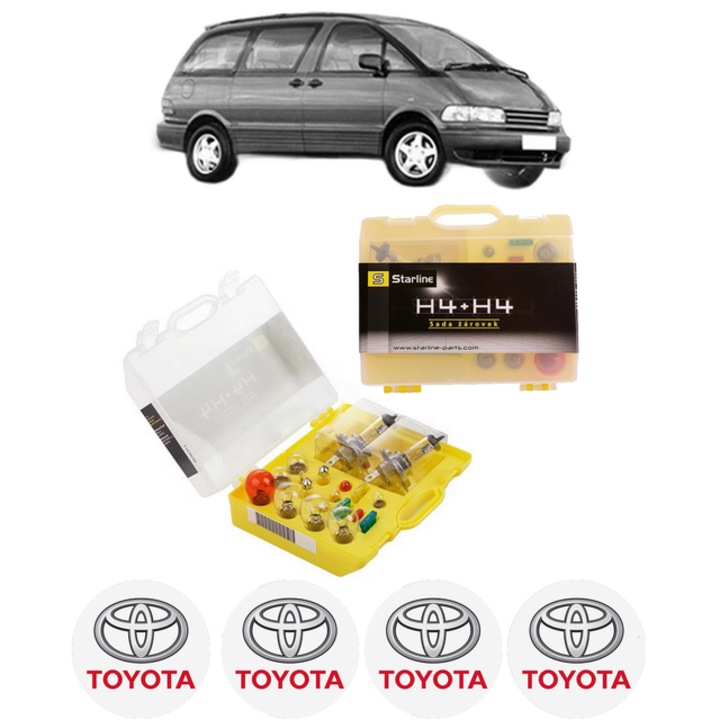 Set Complet Becuri Auto H4 + Sigurante, Galben, 12V