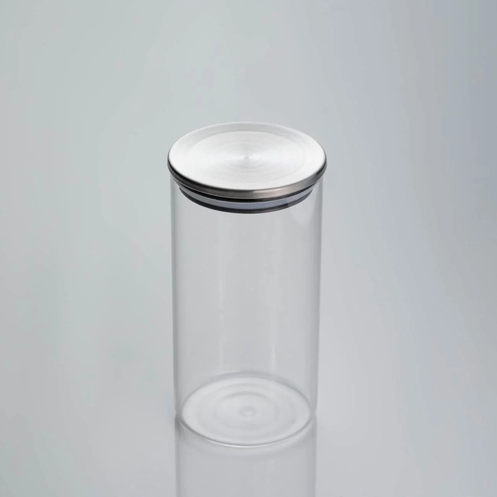 Буркан за съхранение, стъклен огнеупорен, прозрачен, с метално капаче 750мл