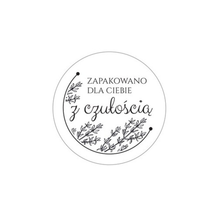 Etichete NEOPAK autoadezive, cu mesajul "Ambalat pentru tine cu drag", Rotunde, Alb, diametru 35 mm, 200 buc