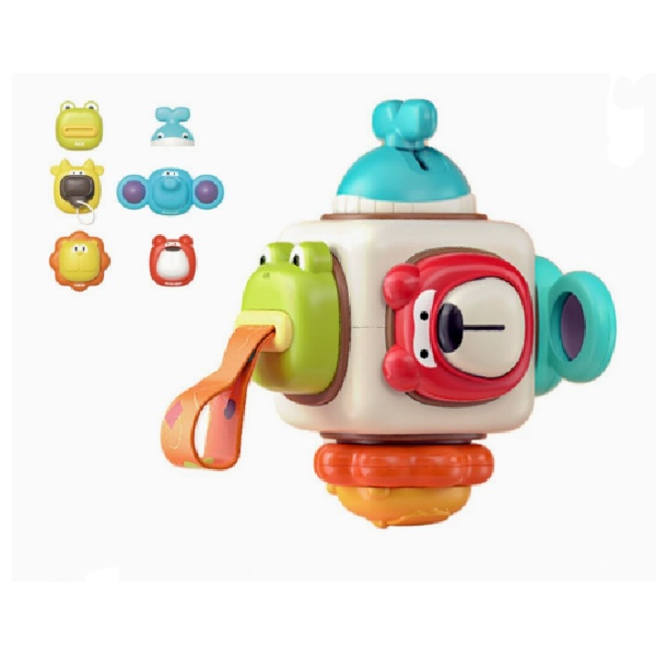 Interaktív babajáték, elfoglalt labda, hatszögletű kialakítás, környezetbarát anyag, finommotoros készségek fejlesztése