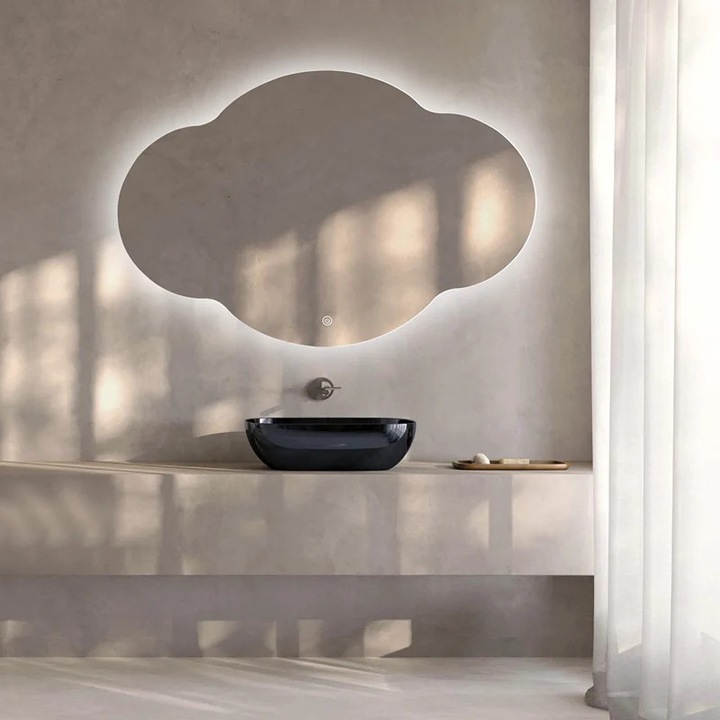 Norisor LED Tükör Prémium 80×60 cm, Touch, 3 fényfajta – Meleg, Hideg, Természetes