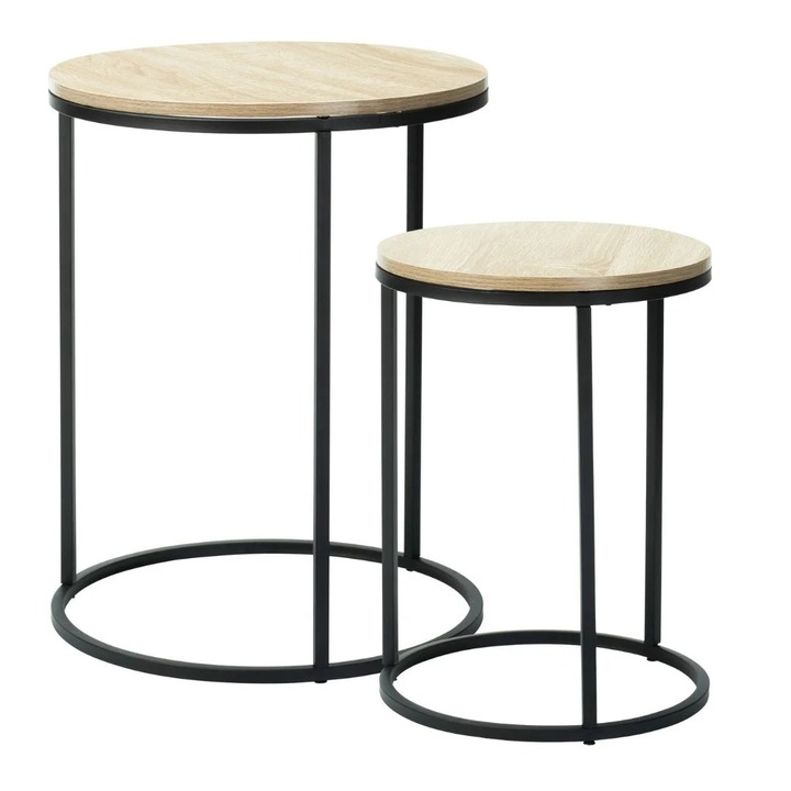 Комплект от 2 масички за кафе Trends4You, метал и MDF, модерен дизайн, черно с кремаво