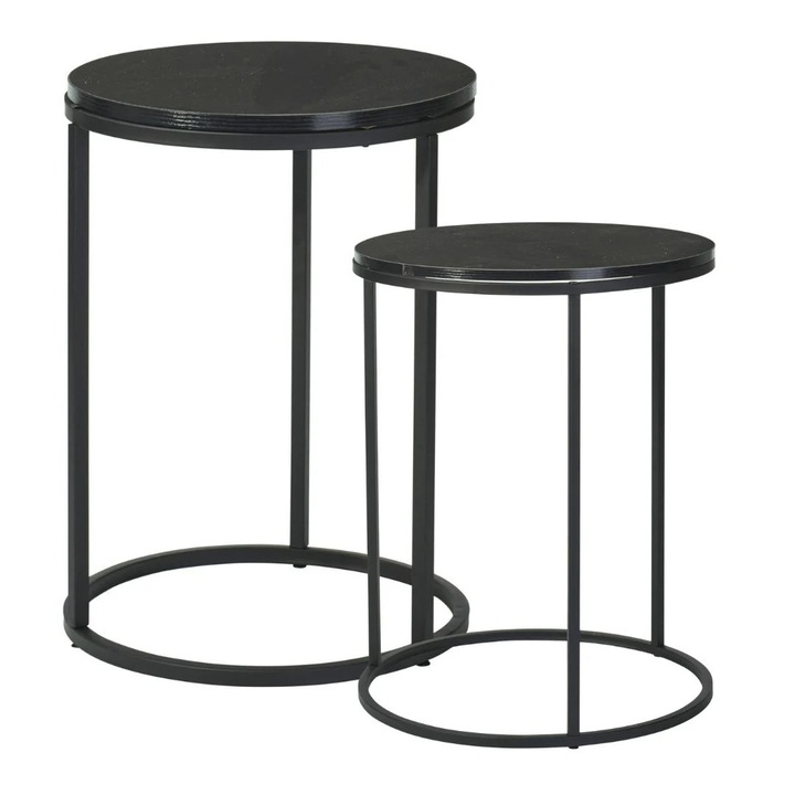 Комплект от 2 масички за кафе Trends4You, метал и MDF, модерен дизайн, черни