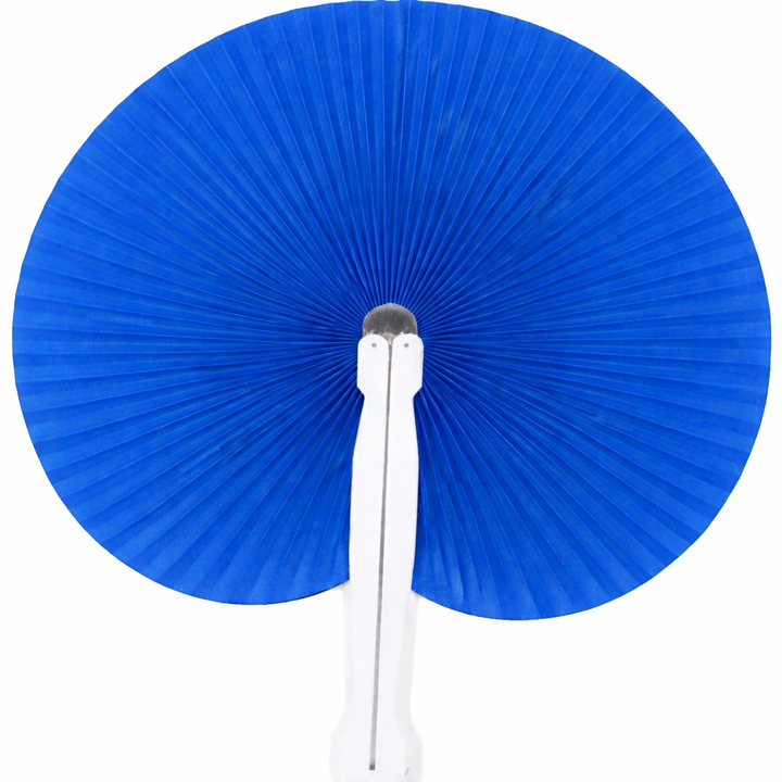 Összecsukható kerek legyező, kínai modell, elegáns kézi ventilátor nyárra, 26 cm, kék, Dalimag