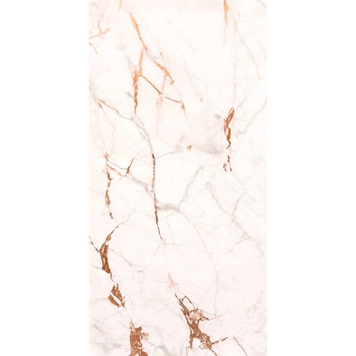 Set 6 panouri autoadezive cu efect de marmura, din polietilena, 30x60 cm, marmura cu venaturi aurii