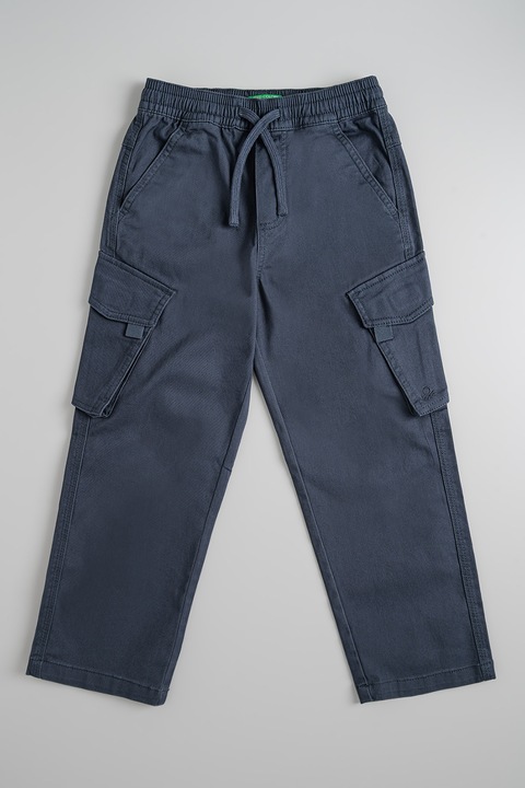 United Colors of Benetton, Pamuttartalmú cargo nadrág állítható derékrésszel, Púderkék