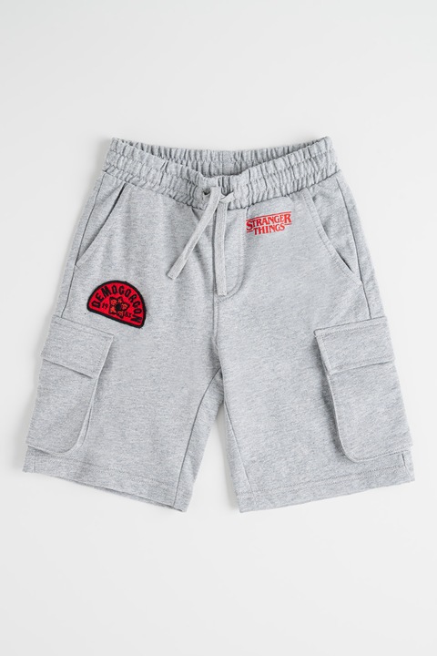 United Colors of Benetton, Pantaloni scurti cargo din bumbac, Gri melange