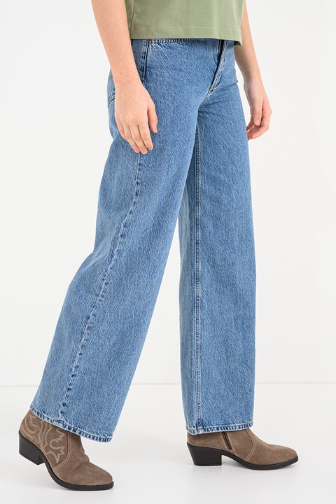 United Colors of Benetton, Blugi ampli cu talie medie, Albastru melange