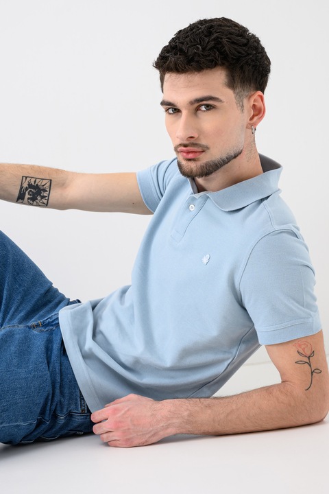 United Colors of Benetton, Tricou polo regular fit, Albastru deschis