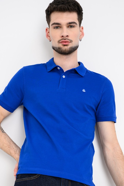United Colors of Benetton, Tricou polo slim fit din amestec de bumbac, Albastru royal