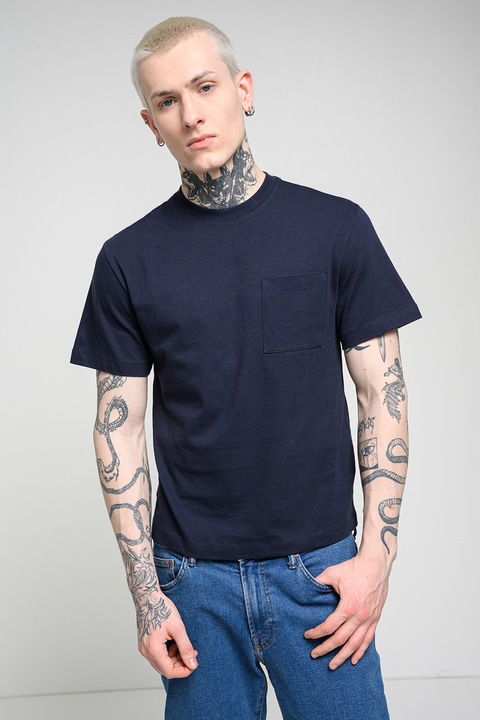 United Colors of Benetton, Tricou lejer din bumbac, Bleumarin