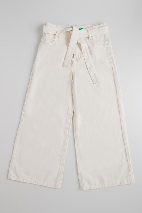 United Colors of Benetton, Pantaloni din amestec de bumbac si lyocell cu buzunare, Alb