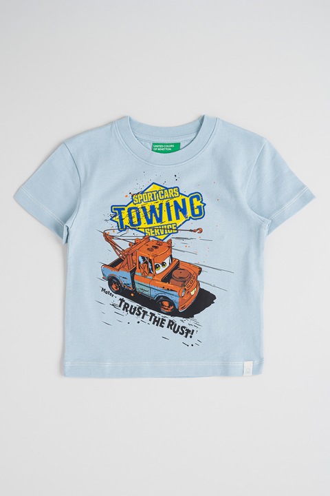 United Colors of Benetton, Kerek nyakú mintás póló, Halványsárga/Téglavörös/Halványkék