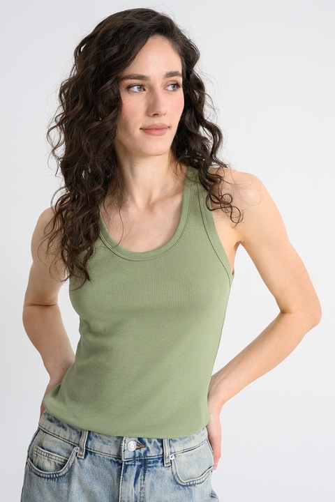 United Colors of Benetton, Топ с дълбоко изрязано деколте, Sage Green