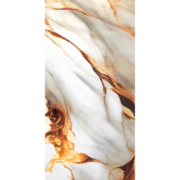 Set 6 panouri decorative Bathrium efect marmură albă cu inserții aurii 30x60cm