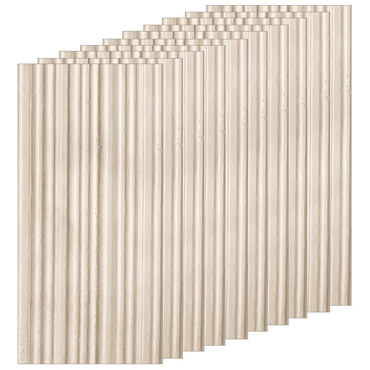 10 darabos Teno® kültéri dekorációs csempe készlet, csíkmintás, tartós, vízálló, tűzálló, 7, 2 m2, 120 x 60 cm, bézs színű