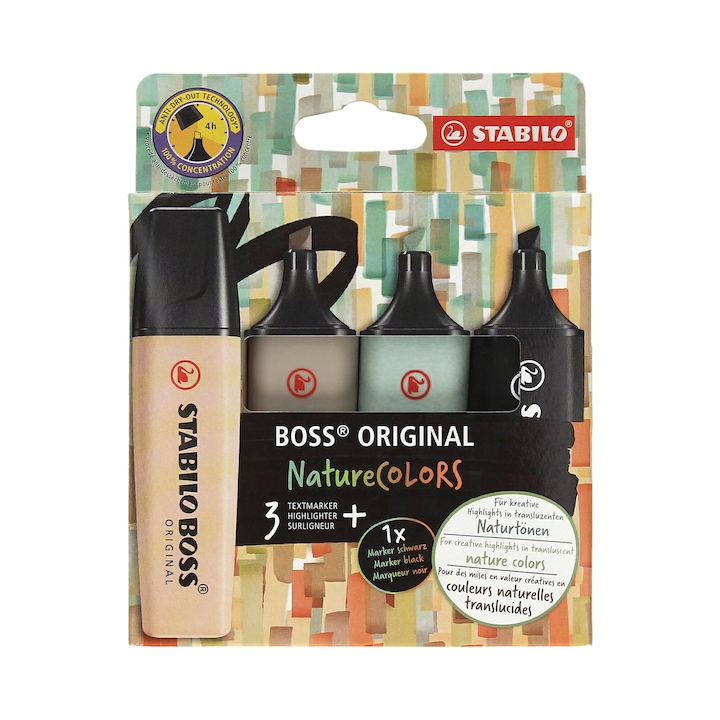 Комплект маркери Stabilo Boss, 4 цвята, универсален размер