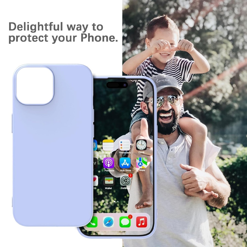Husa din Silicon pentru Apple iPhone 13 / iPhone 14, Flexibila, Soft & Slim Fit, Rezistenta la Zgarieturi, Finisaj Matte, Mov lavanda