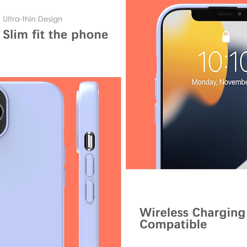 Husa din Silicon pentru Apple iPhone 13 / iPhone 14, Flexibila, Soft & Slim Fit, Rezistenta la Zgarieturi, Finisaj Matte, Mov lavanda