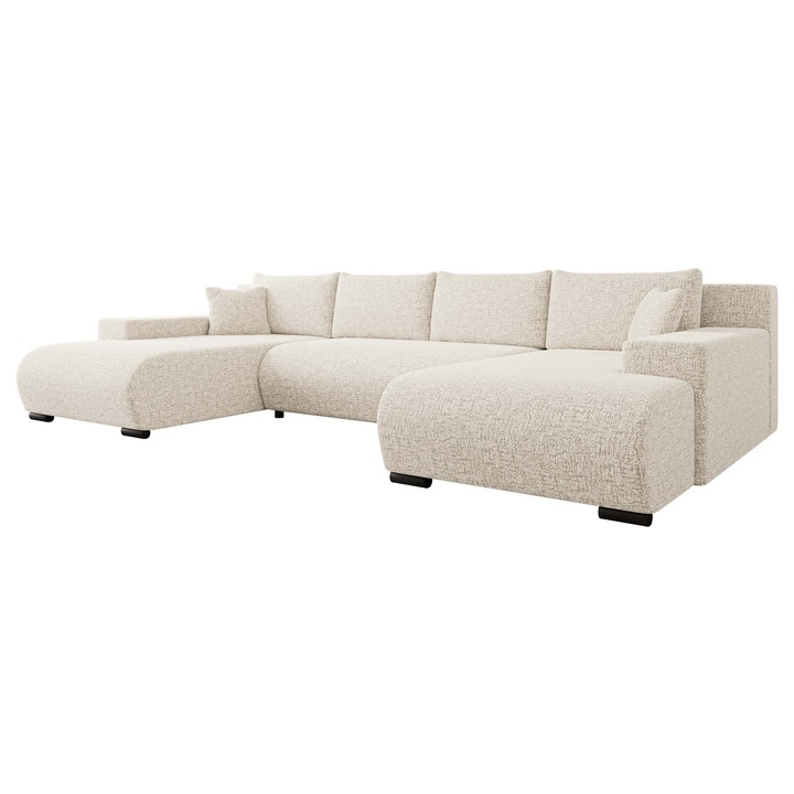 Coltar cu functie de dormit Teromis U, MIRJAN 24, crema, 191x351x80 cm