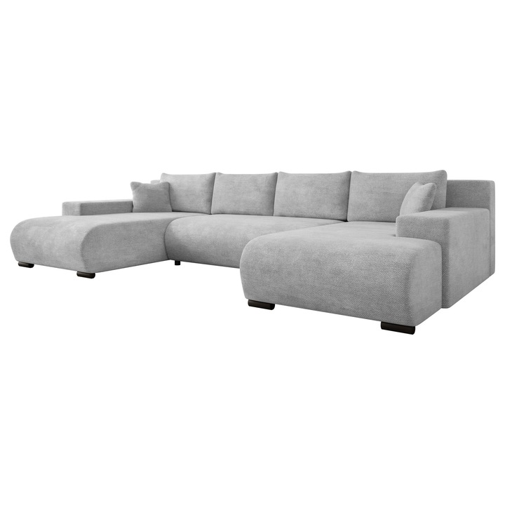 Coltar cu functie de dormit Teromis U, MIRJAN 24, gri platinat deschis, 191x351x80 cm