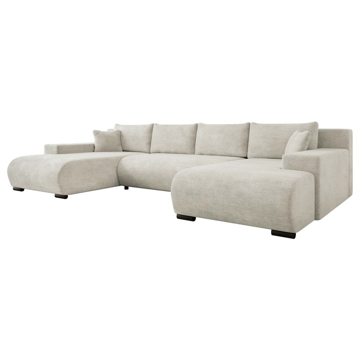 Coltar cu functie de dormit Teromis U, MIRJAN 24, argint, 191x351x80 cm