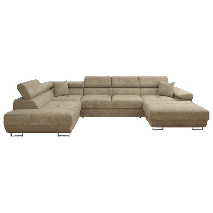 Coltar extensibil living Torezio Bis MIRJAN 24, bej inchis, 203x346x70 cm