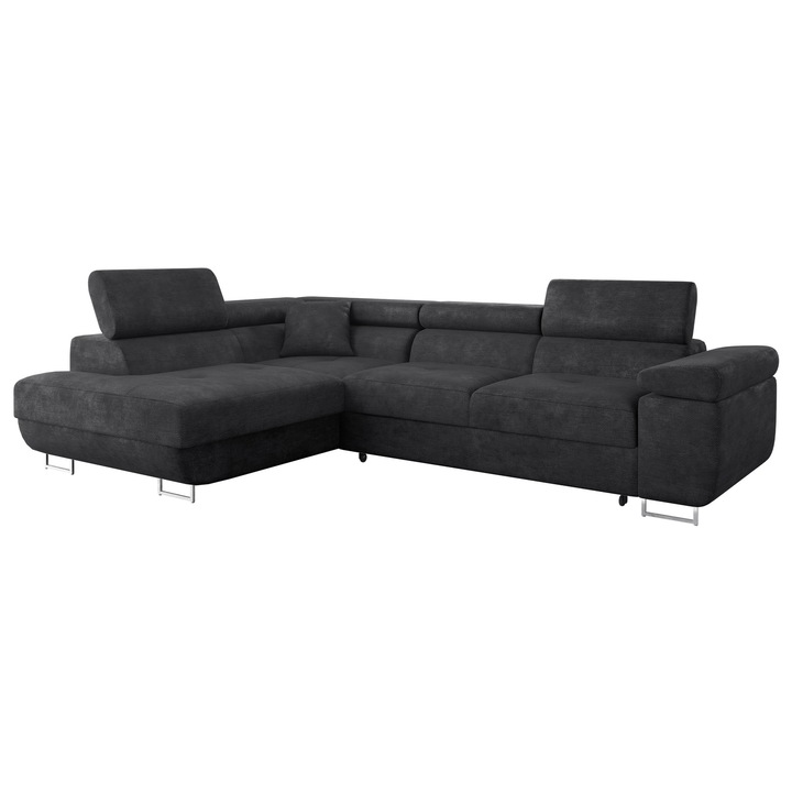Coltar extensibil living Torezio Stanga, MIRJAN 24, negru, 203x274x70 cm
