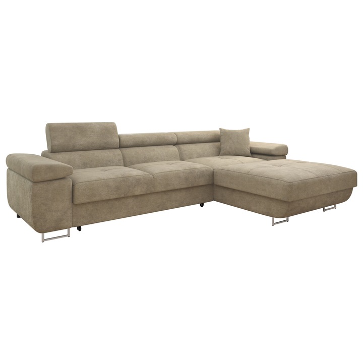 Coltar mic extensibil Torezio Mini Dreapta, MIRJAN 24, bej inchis, 170x280x70 cm