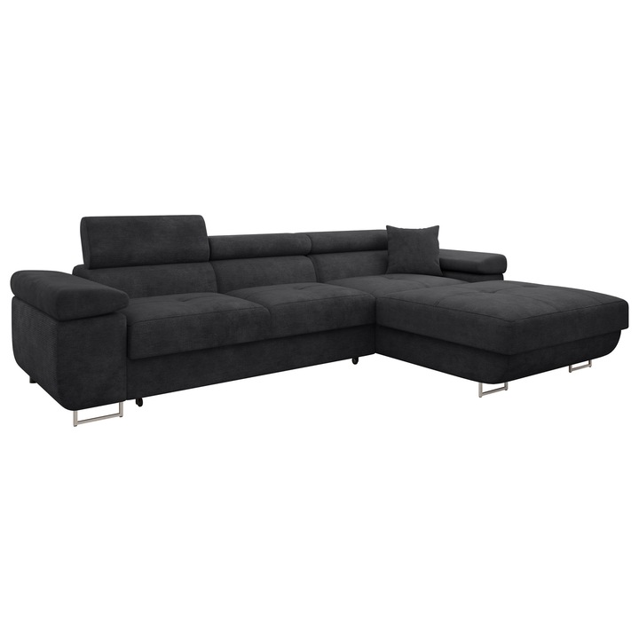 Coltar mic extensibil Torezio Mini Dreapta, MIRJAN 24, negru, 170x280x70 cm