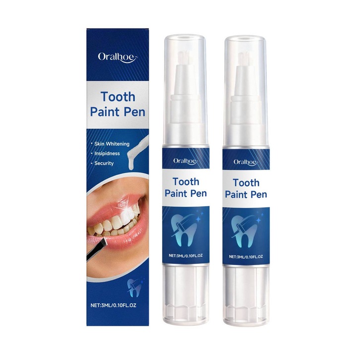 Set de albire pentru dinti, ORALHOE, ingrediente blande, igiena orala zilnica, 2 buc