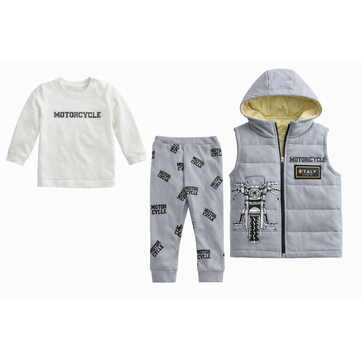 Compleu bumbac 3 piese baiat 9 luni