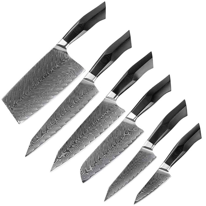 Set de 6 cuțite de bucătărie din oțel Damasc Xinzuo B32