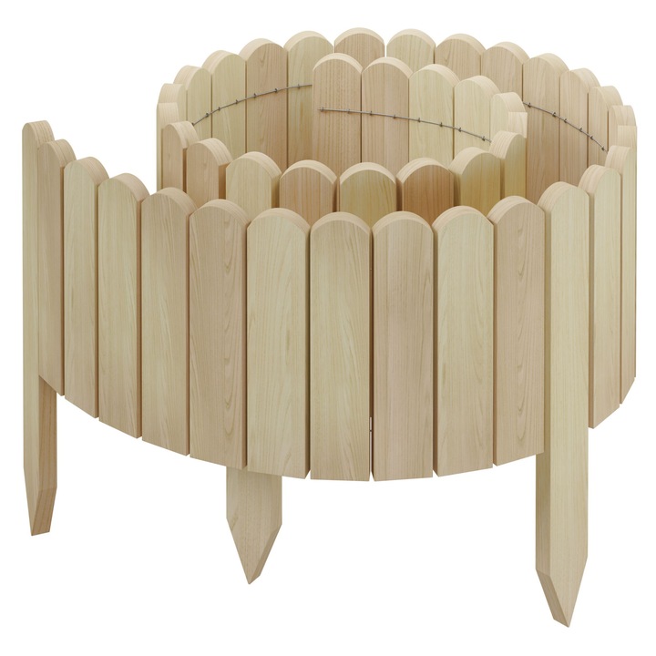 Bordură flexibilă din lemn Be4Group 40x200cm bej pentru grădină, set