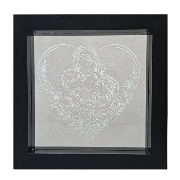 Lampa LED decorativa gravata manual MAMA de BAIAT si FETITA– Cadou 23 x 23 cm