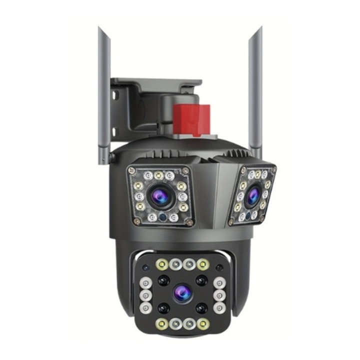 Wi-Fi камера за наблюдение с 2 камери, с кабелно захранване, 9 MP, управление чрез приложение V380 PRO