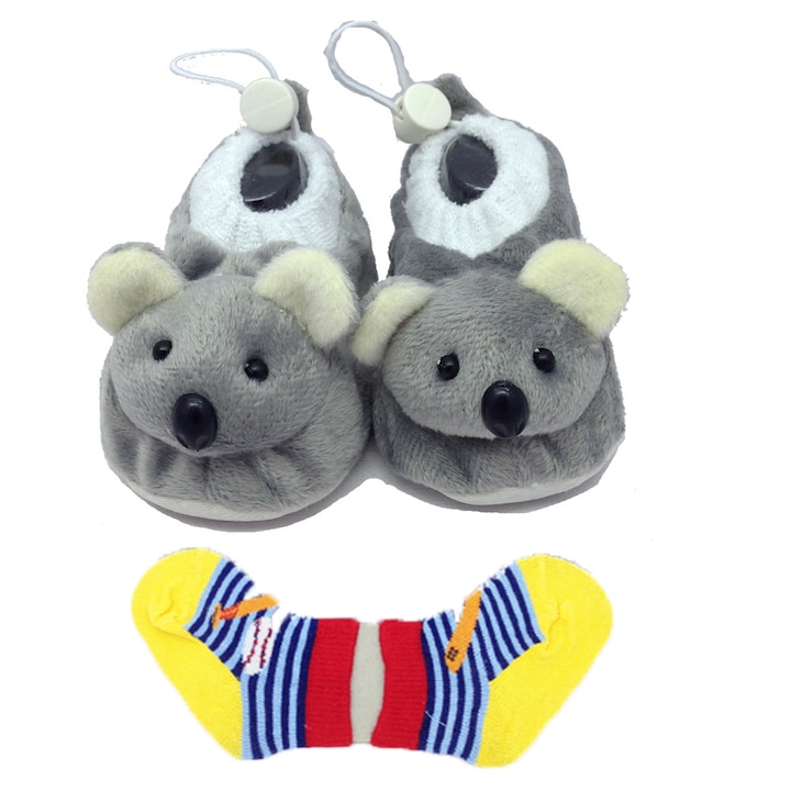 Papuci bebeluși în formă de animale Chippo 30167, Gri, 17 EU