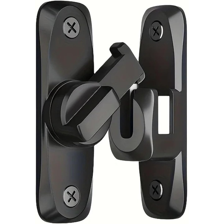 Istállóajtó zár, rögzítőcsavarokkal, 90°-os zár, korrózióálló, könnyen telepíthető, rozsdamentes, nem fakul, fiókhoz, szekrényekhez, irodához, rozsdamentes acél, OUYLAF, fekete