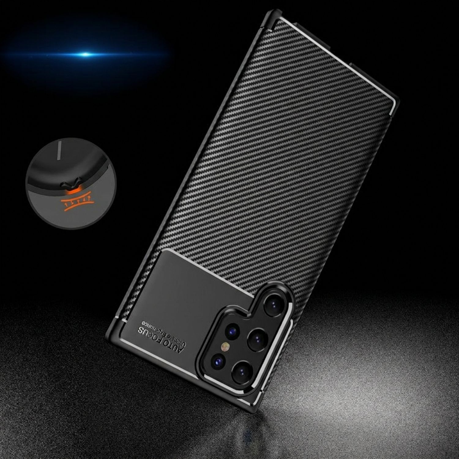 Husa pentru Samsung S26 Ultra, Textura Fibra de Carbon, Anti-Soc, Disipare Caldura, Protectie Camera, Negru