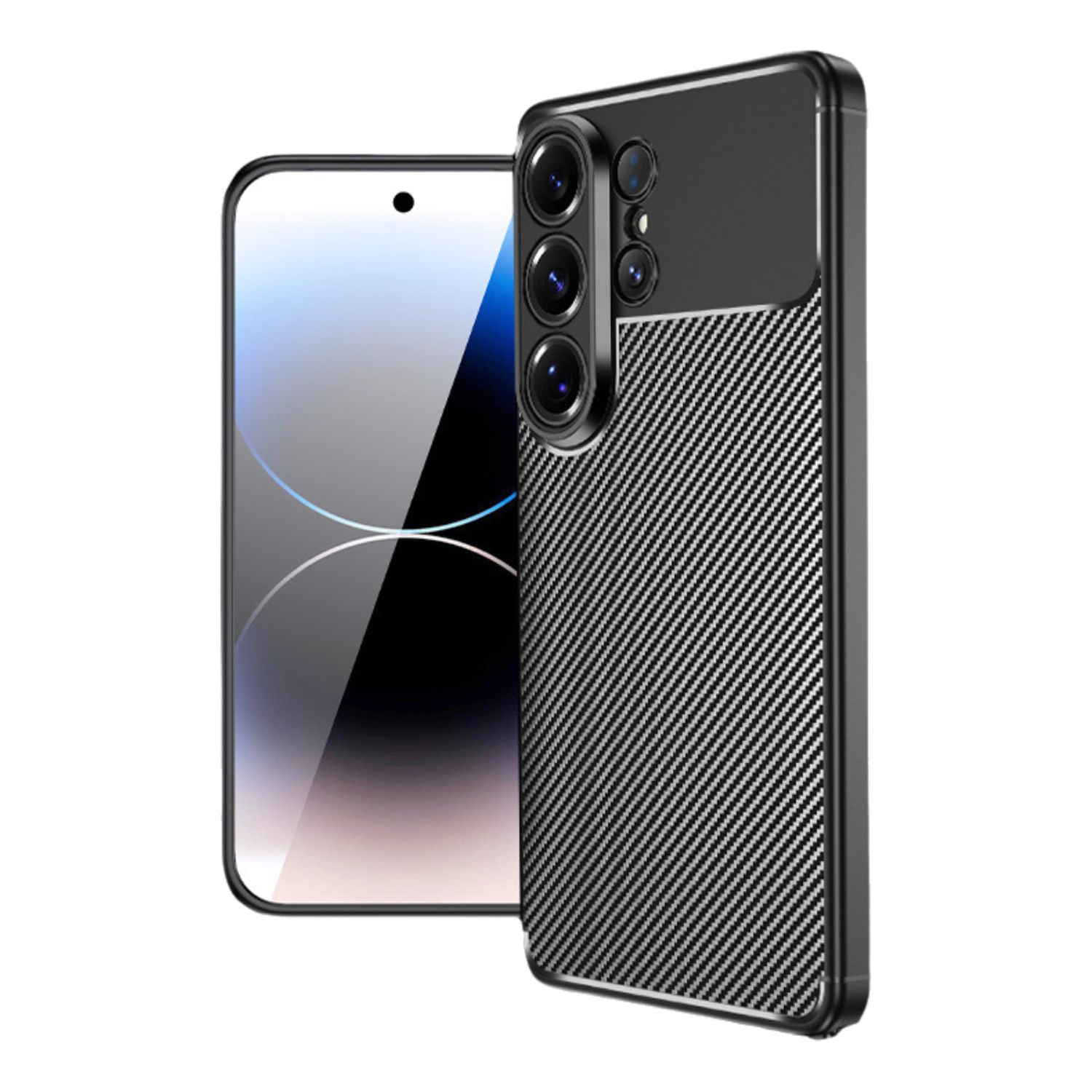 Husa pentru Samsung S26 Ultra, Textura Fibra de Carbon, Anti-Soc, Disipare Caldura, Protectie Camera, Negru