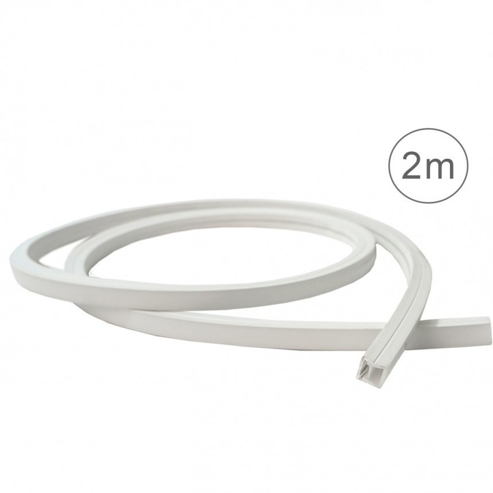Гъвкав силиконов профил Lightex, 20x20mm, За LED лента с ширина max.16mm, IP65, 2метра, Бял
