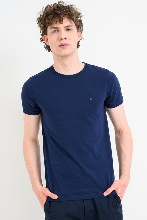 Tommy Hilfiger, Tricou elastic slim fit, Albastru ultramarin