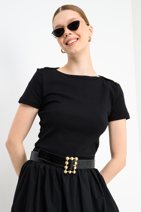 Tommy Hilfiger, Tricou slim-fit, Negru