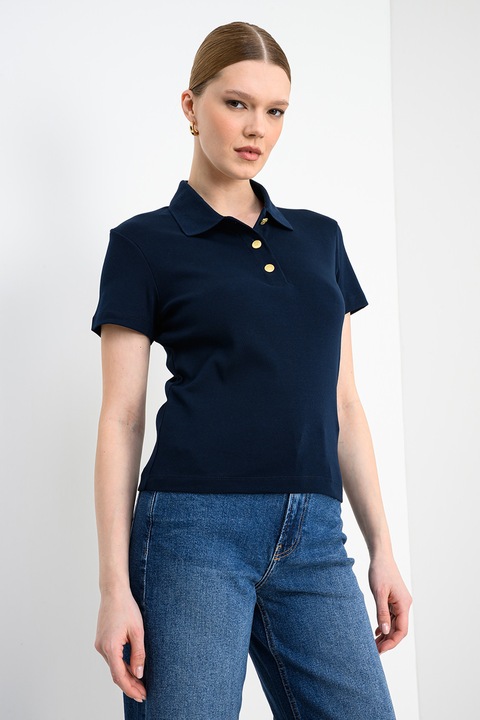 Tommy Hilfiger, Tricou polo cu croiala slim-fit, Bleumarin