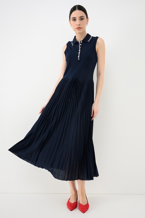 Tommy Hilfiger, Плисирана рокля с яка, Тъмносин