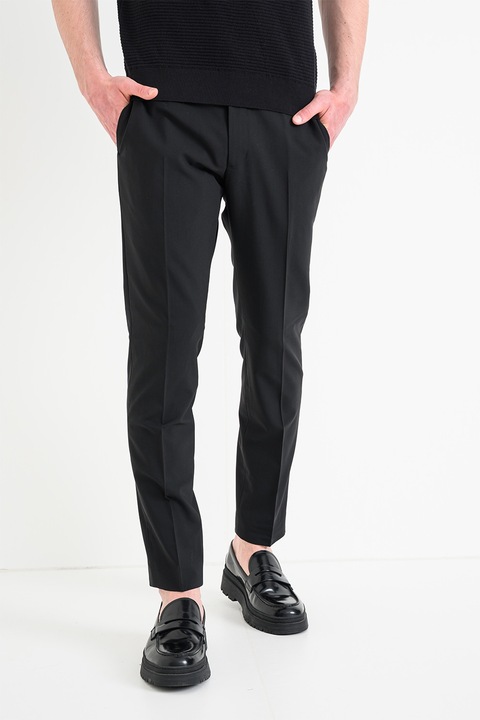 CALVIN KLEIN, Pantaloni slim fit din amestec de lana, Negru