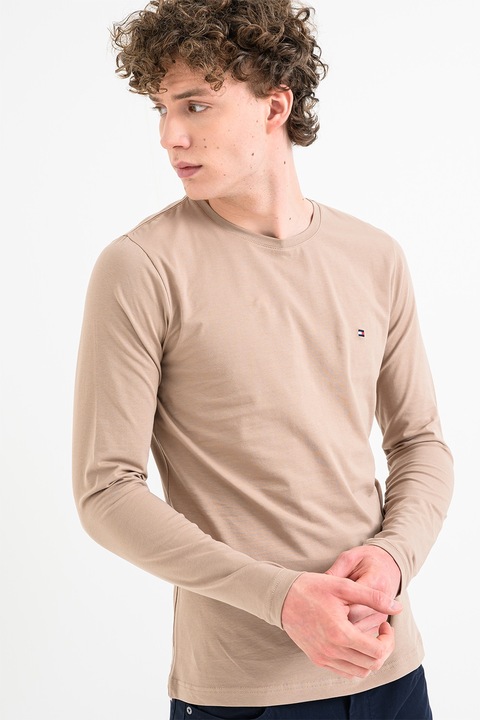 Tommy Hilfiger, Bluza slim fit elastica, Bej