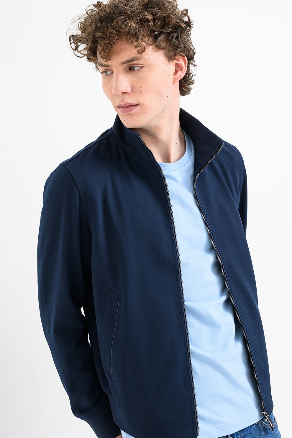 Tommy Hilfiger, Bluza sport cu fermoar si logo brodat Global